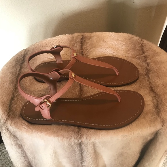 NEW COACH LEATHER T STRAPPED SANDALS - Picture 3 of 6